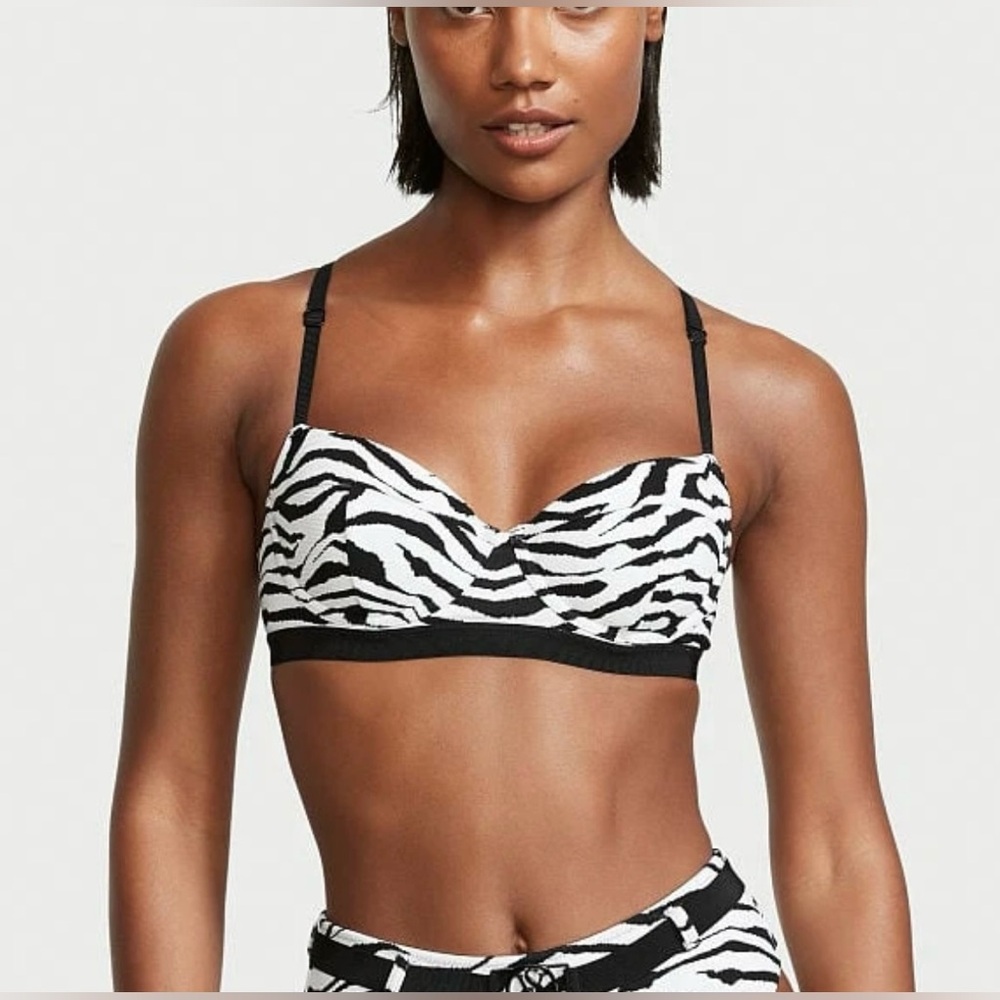 NEW Victoria's Secret Swim Wild Wanderer Wicked Bikini Top 32DD Zebra Push Up